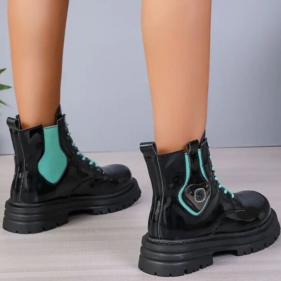 Ladies color block combat boots sz 8 - Picture 8 of 16